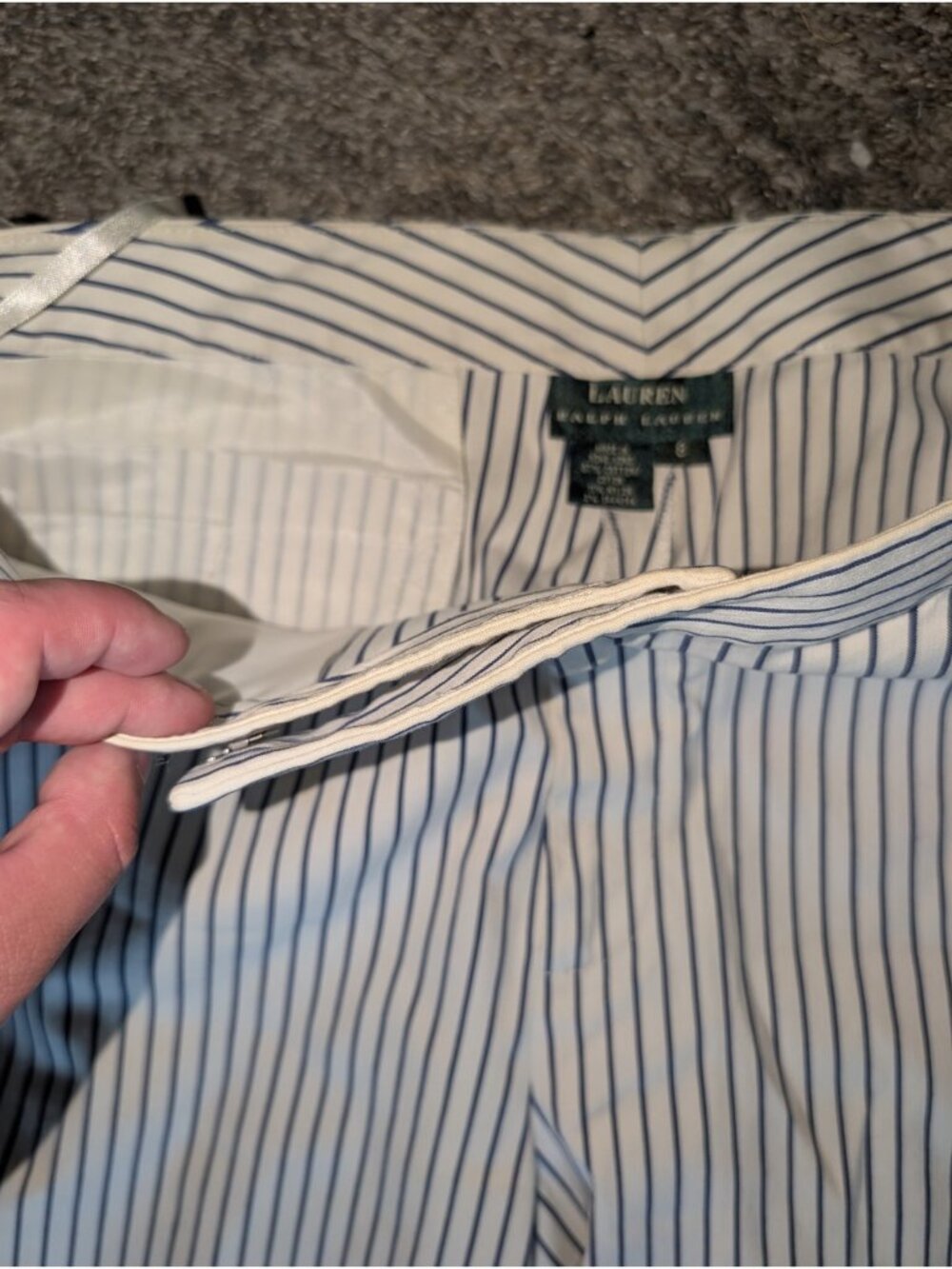 Lauren Ralph Lauren Womens Pantsuit 8 M White Blue Pinstripe Blazer Pants - Picture 13 of 16